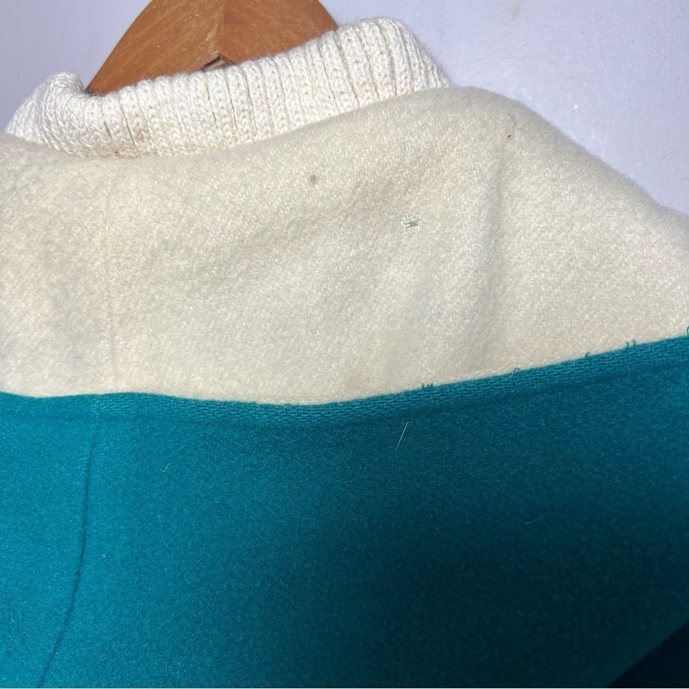 Vintage Green Wool Hooded Jacket Indie Hipster Retro Vest Pea Coat Cottagecore - Picture 14 of 16